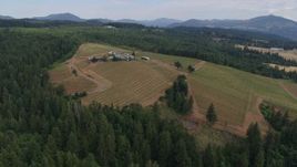 5.7K aerial stock footage wide orbit of winery, Hood River, Oregon Aerial Stock Footage | DX0001_015_002