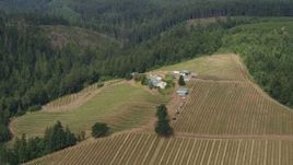 5.7K aerial stock footage of a wide orbit of a hilltop winery, Hood River, Oregon Aerial Stock Footage | DX0001_016_003