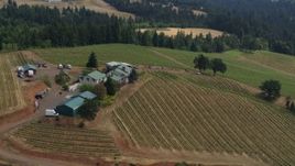 5.7K aerial stock footage of flying close to the winery and vineyard, Hood River, Oregon Aerial Stock Footage | DX0001_016_010