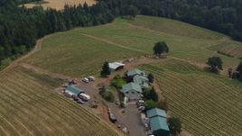 5.7K aerial stock footage approach and fly over the Phelps Creek Vineyards in Hood River, Oregon Aerial Stock Footage | DX0001_016_016