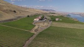 5.7K aerial stock footage of orbiting the Maryhill Winery and vineyards in Goldendale, Washington Aerial Stock Footage | DX0001_018_004