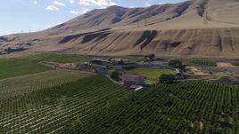 5.7K aerial stock footage of an orbit of the Maryhill Winery and vineyards beside the Columbia River in Goldendale, Washington Aerial Stock Footage | DX0001_018_006