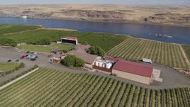 5.7K aerial stock footage circling the Maryhill Winery and vineyards beside the Columbia River in Goldendale, Washington Aerial Stock Footage | DX0001_018_010