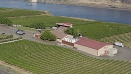 5.7K aerial stock footage of orbiting the Maryhill Winery, with views of the Columbia River in Goldendale, Washington Aerial Stock Footage | DX0001_018_031