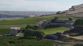 5.7K aerial stock footage of orbiting the Maryhill Winery and amphitheater in Goldendale, Washington Aerial Stock Footage | DX0001_018_037