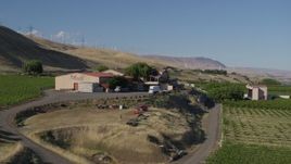 5.7K aerial stock footage of a reverse and stationary view of the Maryhill Winery in Goldendale, Washington Aerial Stock Footage | DX0001_019_001
