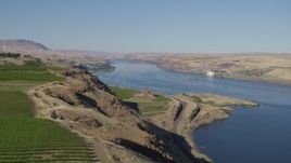 5.7K aerial stock footage of a wide view of the Columbia River in Goldendale, Washington Aerial Stock Footage | DX0001_019_004