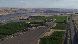 5.7K aerial stock footage of the Columbia River seen from Maryhill Winery in Goldendale, Washington Aerial Stock Footage | DX0001_019_010