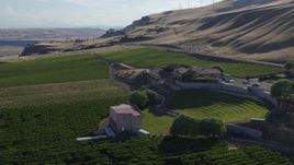 5.7K aerial stock footage approach and flyby the Maryhill Winery and amphitheater in Goldendale, Washington Aerial Stock Footage | DX0001_019_016