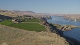 5.7K aerial stock footage of the Maryhill Winery overlooking the Columbia River in Goldendale, Washington Aerial Stock Footage | DX0001_019_022