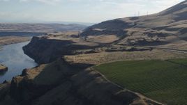 5.7K aerial stock footage of Lewis and Clark Highway seen from Maryhill Winery in Goldendale, Washington Aerial Stock Footage | DX0001_019_038