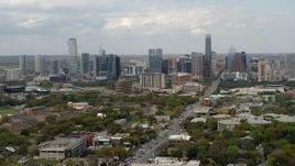 5.7K aerial stock footage a view of the Downtown Austin, Texas skyline during ascent Aerial Stock Footage | DX0002_103_017