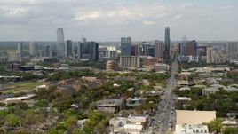 5.7K aerial stock footage of a wide view of the city's skyline from Congress Avenue in Downtown Austin, Texas Aerial Stock Footage | DX0002_103_020