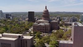 5.7K aerial stock footage approach the Texas State Capitol dome from library and orbit in Downtown Austin, Texas Aerial Stock Footage | DX0002_107_018
