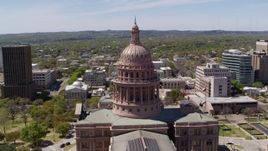 5.7K aerial stock footage slow orbit around the dome of Texas State Capitol, Downtown Austin, Texas Aerial Stock Footage | DX0002_107_025