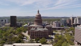 5.7K aerial stock footage fly over library toward Texas State Capitol, Downtown Austin, Texas Aerial Stock Footage | DX0002_107_029