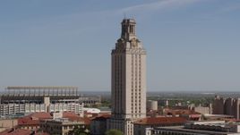 5.7K aerial stock footage close orbit of UT Tower at the University of Texas, Austin, Texas Aerial Stock Footage | DX0002_108_001