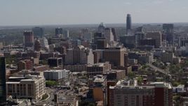 5.7K aerial stock footage of flying by capitol, office buildings and city skyline in Downtown Austin, Texas Aerial Stock Footage | DX0002_108_007