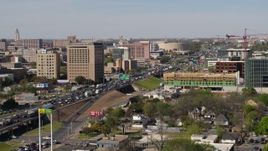 5.7K aerial stock footage of heavy traffic on a freeway in Austin, Texas Aerial Stock Footage | DX0002_108_037