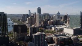 5.7K aerial stock footage of a view of the towering city skyline while ascending in Downtown Austin, Texas Aerial Stock Footage | DX0002_108_041