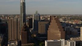 5.7K aerial stock footage approaching downtown skyscrapers in Downtown Austin, Texas Aerial Stock Footage | DX0002_109_036