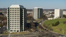 5.7K aerial stock footage orbit a government office building in Downtown Nashville, Tennessee Aerial Stock Footage | DX0002_113_046