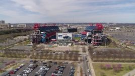 5.7K aerial stock footage descend and orbit Nissan Stadium in Nashville, Tennessee Aerial Stock Footage | DX0002_117_013