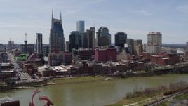 5.7K aerial stock footage orbiting the city's skyline overlooking the Cumberland River, Downtown Nashville, Tennessee Aerial Stock Footage | DX0002_117_019