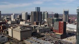 5.7K aerial stock footage of approaching a high-rise hotel in Downtown Nashville, Tennessee Aerial Stock Footage | DX0002_118_005