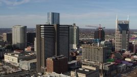 5.7K aerial stock footage slowly orbit Renaissance Hotel in Downtown Nashville, Tennessee Aerial Stock Footage | DX0002_119_005
