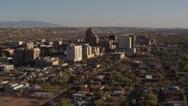 5.7K aerial stock footage flyby and away from the city's high-rises, Downtown Albuquerque, New Mexico Aerial Stock Footage | DX0002_122_007