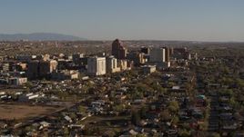 5.7K aerial stock footage of slowly passing by the city's high-rises, Downtown Albuquerque, New Mexico Aerial Stock Footage | DX0002_122_008