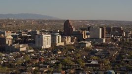 5.7K aerial stock footage of flying by the city's office high-rises, Downtown Albuquerque, New Mexico Aerial Stock Footage | DX0002_122_015