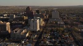5.7K aerial stock footage of flying by office high-rise buildings in Downtown Albuquerque, New Mexico Aerial Stock Footage | DX0002_122_022