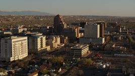 5.7K aerial stock footage approach and pass high-rise office buildings in Downtown Albuquerque, New Mexico Aerial Stock Footage | DX0002_122_026