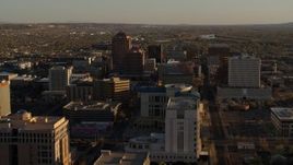5.7K aerial stock footage ascend near  courthouse for view of office high-rises in Downtown Albuquerque, New Mexico Aerial Stock Footage | DX0002_122_029