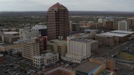 5.7K aerial stock footage fly toward Albuquerque Plaza and other city buildings, Downtown Albuquerque, New Mexico Aerial Stock Footage | DX0002_127_012