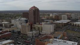 5.7K aerial stock footage reverse view and orbit or Albuquerque Plaza, city buildings, Downtown Albuquerque, New Mexico Aerial Stock Footage | DX0002_127_014