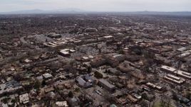 5.7K aerial stock footage flying by the downtown area of Santa Fe, New Mexico Aerial Stock Footage | DX0002_129_018