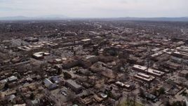 5.7K aerial stock footage of the downtown area and surrounding city of Santa Fe, New Mexico during descent Aerial Stock Footage | DX0002_129_022