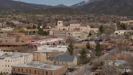 5.7K aerial stock footage orbiting of state government buildings in the city's downtown area, Santa Fe, New Mexico Aerial Stock Footage | DX0002_129_036