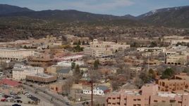 5.7K aerial stock footage shops and state government buildings near capitol, Santa Fe, New Mexico Aerial Stock Footage | DX0002_130_002