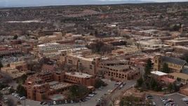 5.7K aerial stock footage of flying by two hotels in Santa Fe, New Mexico Aerial Stock Footage | DX0002_130_025