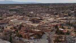 5.7K aerial stock footage of orbiting two hotels in Santa Fe, New Mexico Aerial Stock Footage | DX0002_130_027
