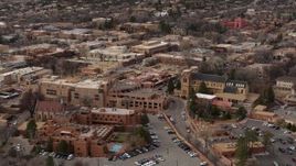 5.7K aerial stock footage of circling two hotels and a cathedral in Santa Fe, New Mexico Aerial Stock Footage | DX0002_130_029