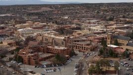 5.7K aerial stock footage approach and flyby downtown hotels in Santa Fe, New Mexico Aerial Stock Footage | DX0002_130_038