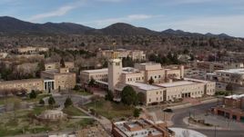 5.7K aerial stock footage of closely orbiting the Bataan Memorial Building in Santa Fe, New Mexico Aerial Stock Footage | DX0002_131_001