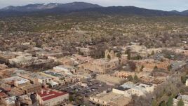 5.7K aerial stock footage fly over downtown area of Santa Fe, New Mexico to approach cathedral Aerial Stock Footage | DX0002_131_016