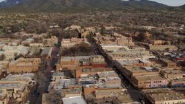 5.7K aerial stock footage of Santa Fe Plaza and cathedral in downtown, Santa Fe, New Mexico Aerial Stock Footage | DX0002_131_024