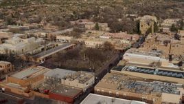 5.7K aerial stock footage of a reverse view of Santa Fe Plaza in Santa Fe, New Mexico Aerial Stock Footage | DX0002_131_029